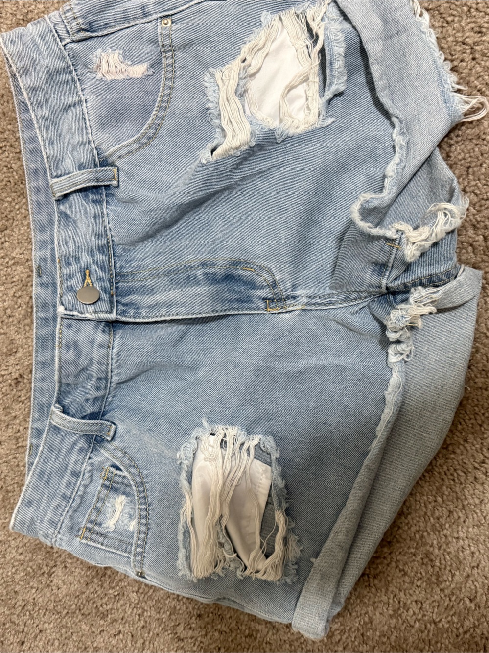Light Blue Distressed Denim Women’s Shorts